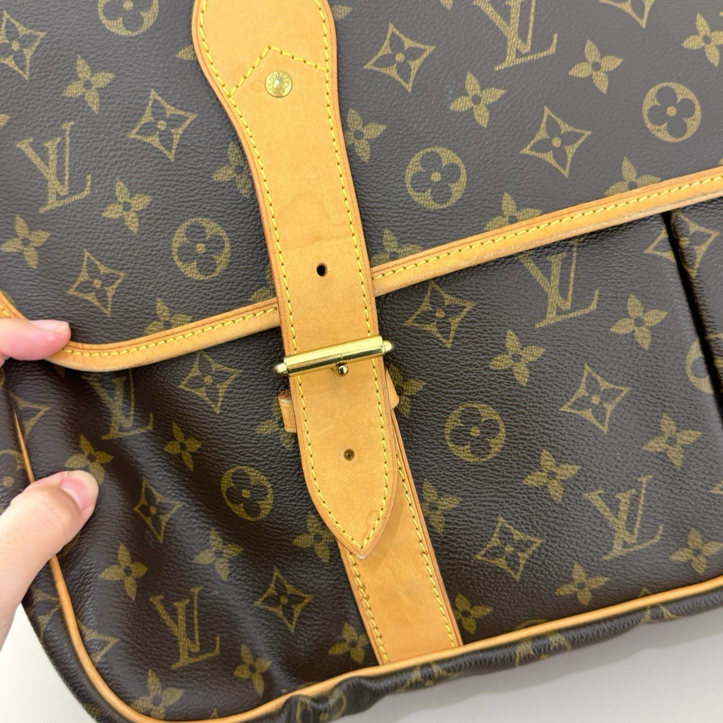 Louis Vuitton Sac Chasse brown monogram canvas top handle shoulder crossbody bag