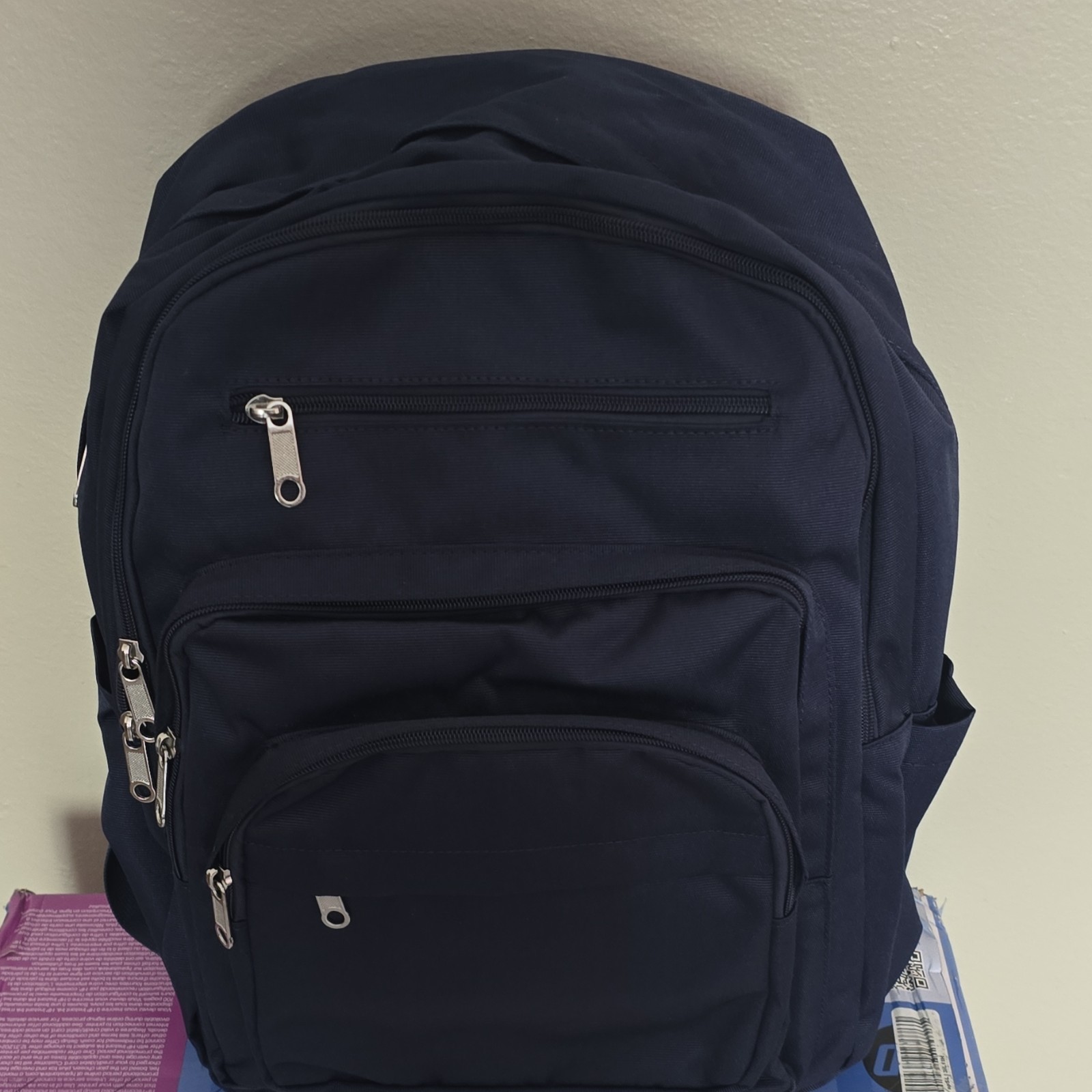 Men’s Blue Solid Backpack, Zip Closure, Adjustable Shoulder Strap, Medium