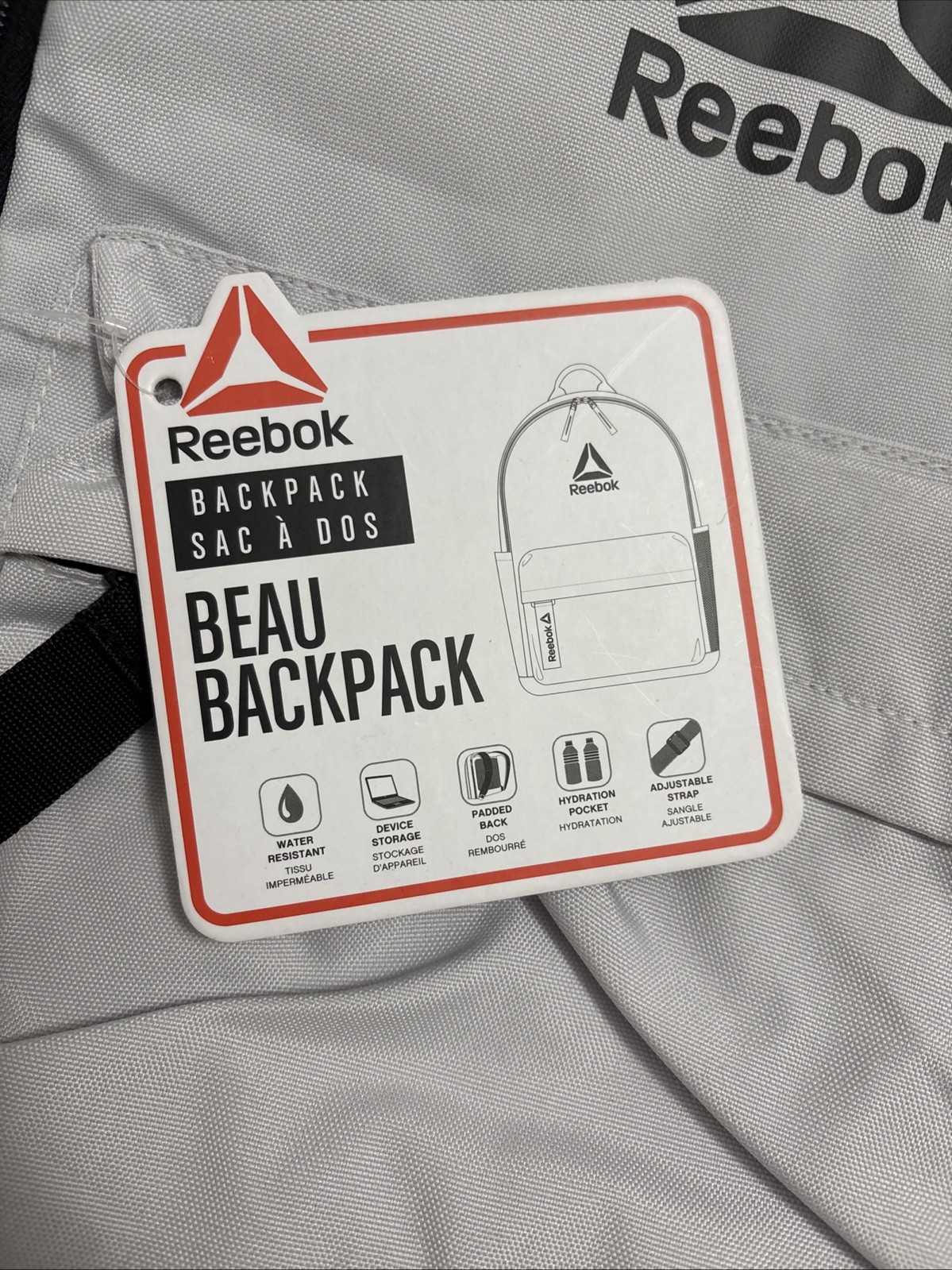 Reebok “Beau” Backpack 🎒 Laptop Sleeve • Bag Color: Antarctica • Bookbag • Gym