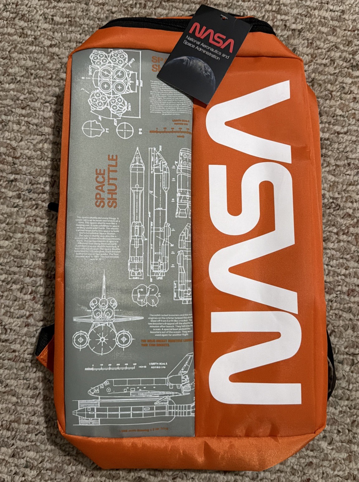 NASA Backpack Spacesuit Orange Space Shuttle USB Cable NEW with tag NWT