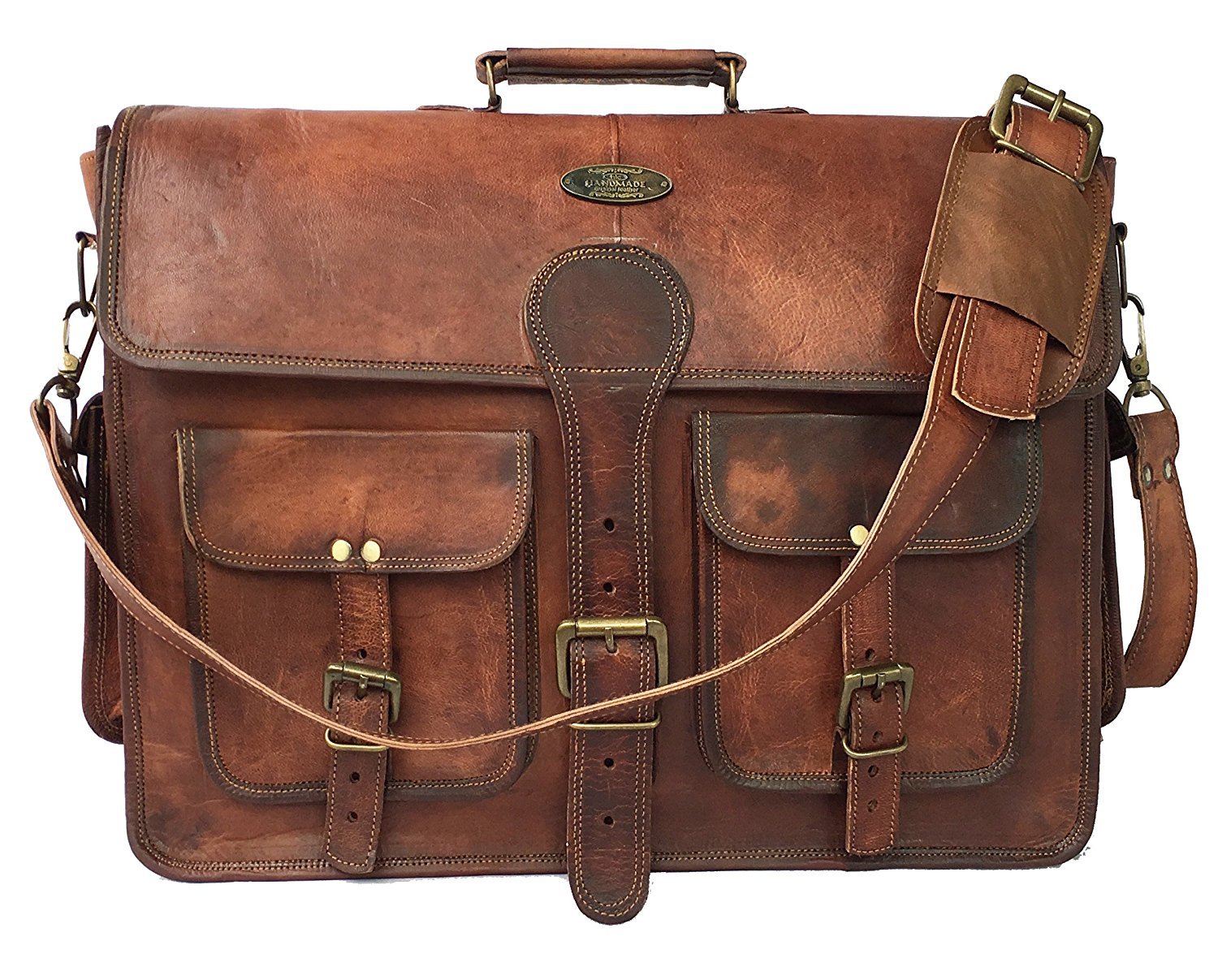 Men’s Genuine Leather Vintage Laptop Handmade Briefcase Bag Satchel Messenger