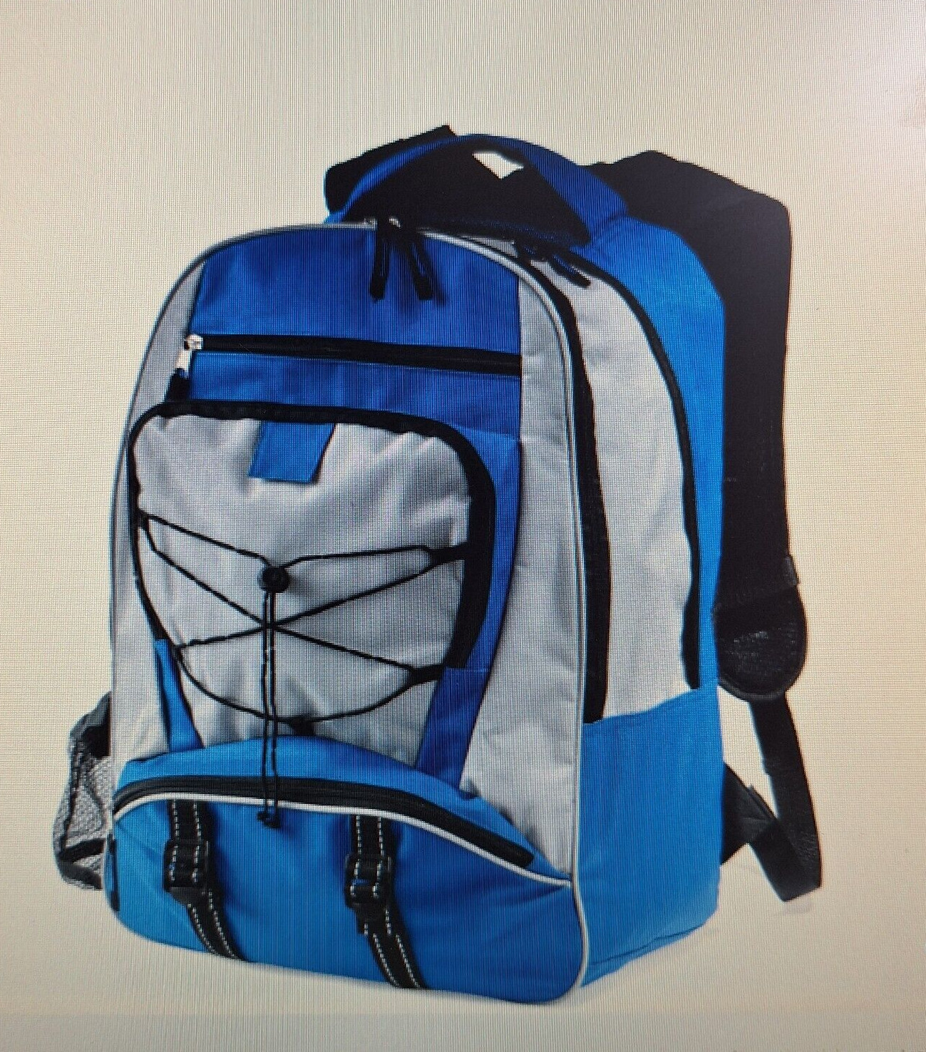 Backpack Book Bag Laptop Silver Blue & Black Lightweight Padded Straps School