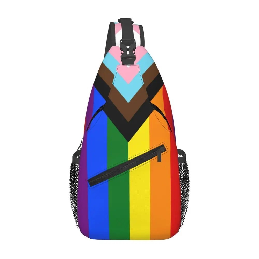 Unisex Hot Distressed Gay Bear Pride Flag Stripe Shoulder Chest Crossbody Bag