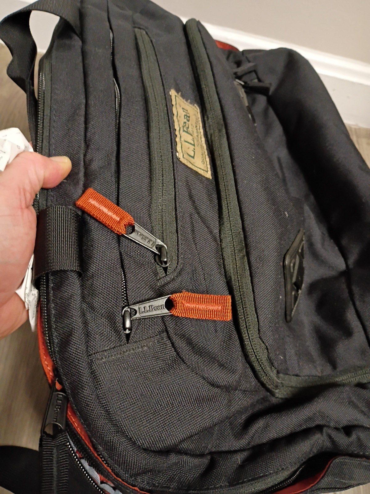 L.L. Bean Black Nylon Vintage Messenger Bag Laptop Shoulder Strap Handle Zip