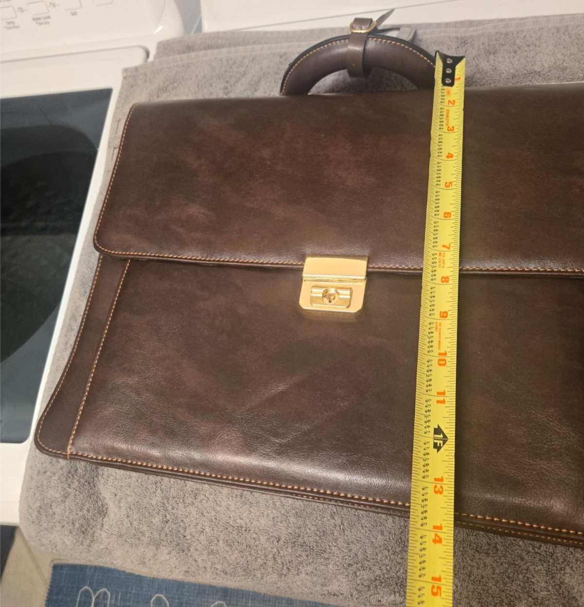 Brown Leather Laptop Briefcase With Key Made In China New