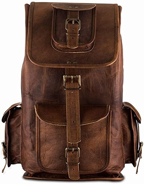 16″ Vintage Full Grain Distressed Real Leather Laptop Rucksack Daypack PL1-1.54