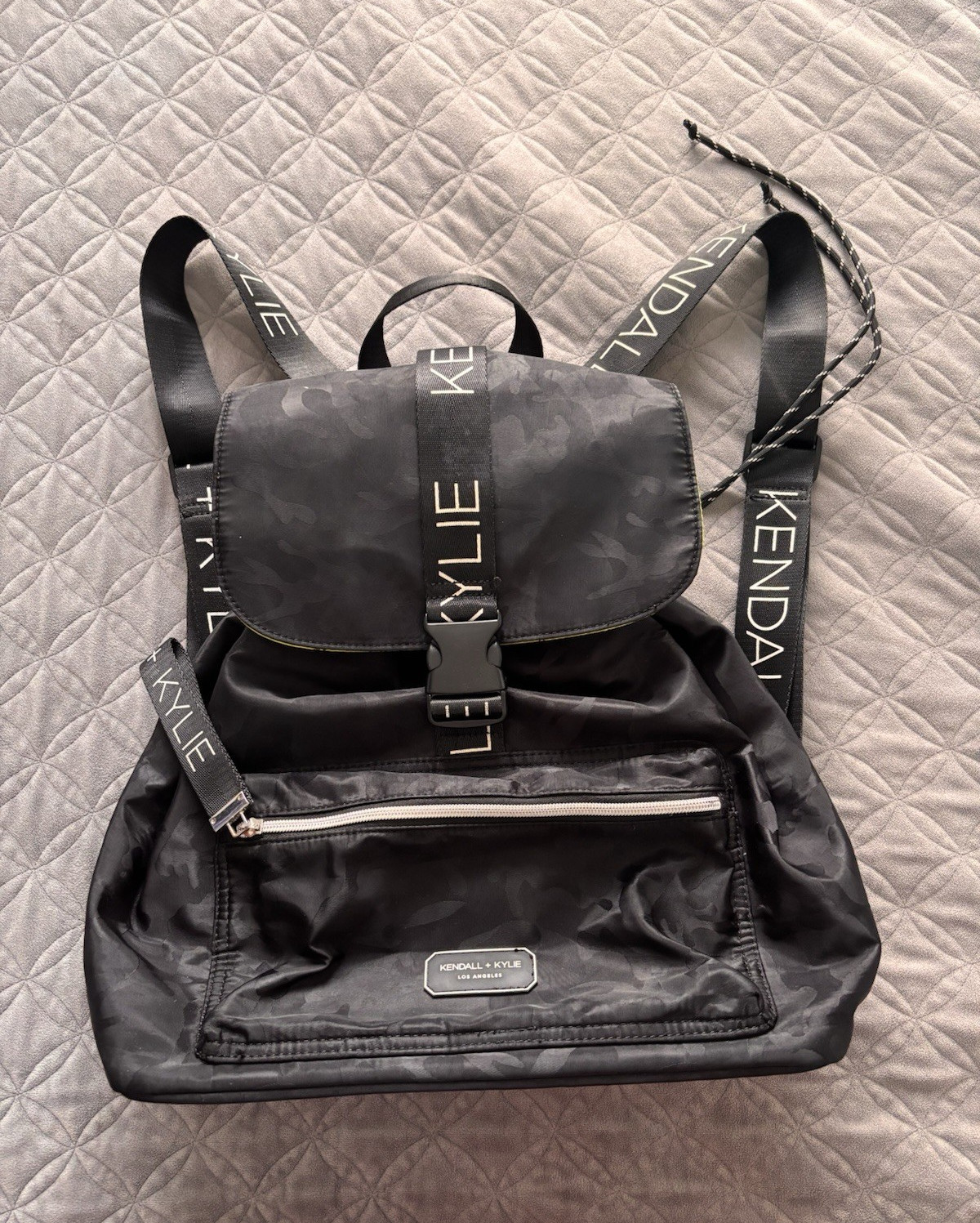 Kendall + Kylie Black Camouflage Backpack Zip/Buckle Closure Adjustable Strap