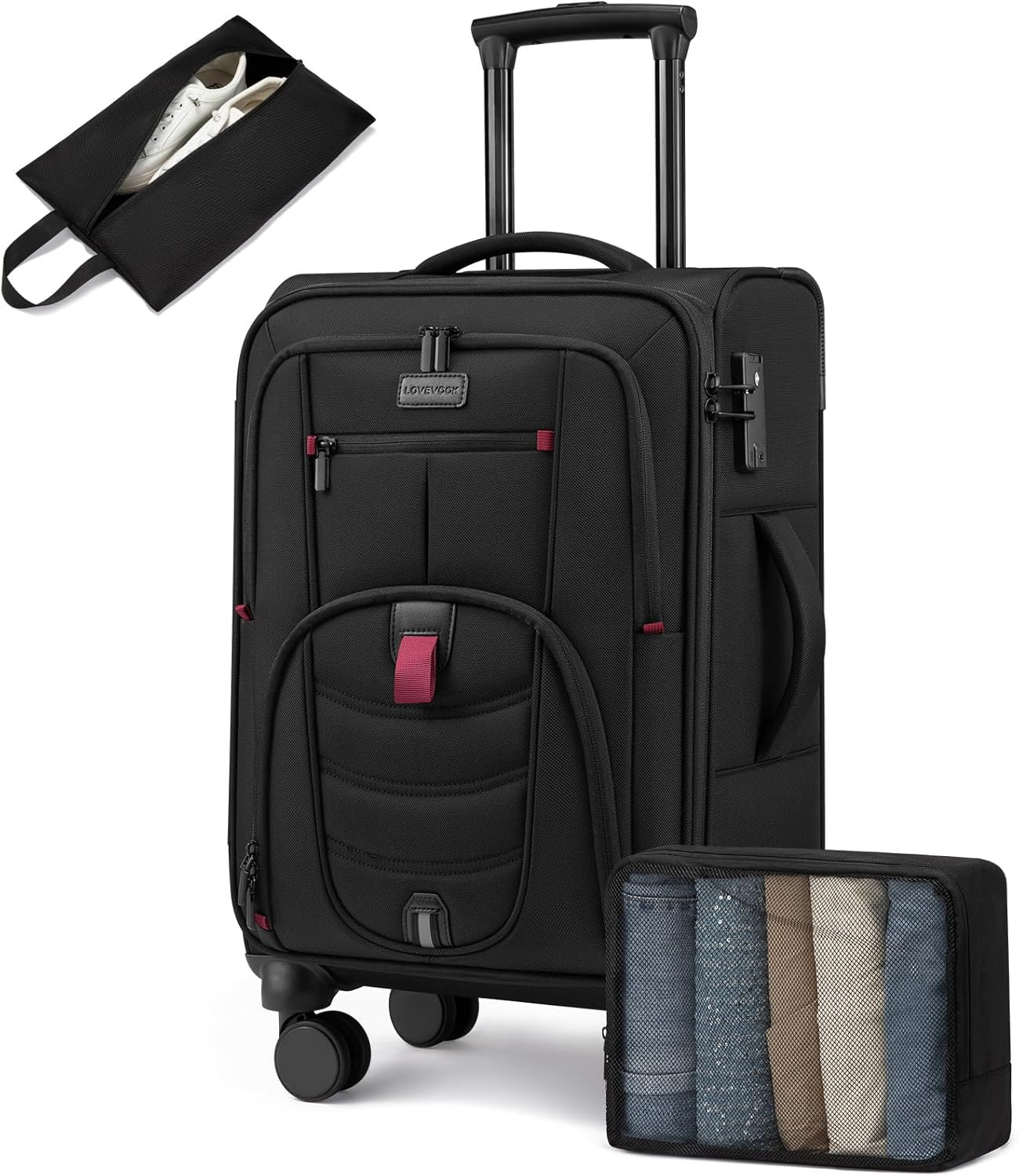 Business Softside Checked Luggage with 15.6/17.3 Inch Laptop Compartment, 24 Inc