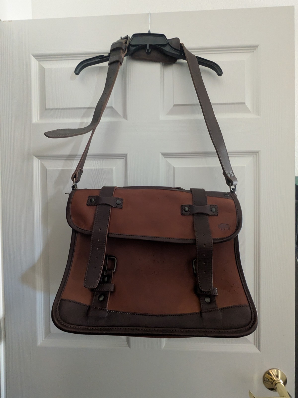 Buffalo Jackson Trading Denver Leather Briefcase Brown Bag w/Strap
