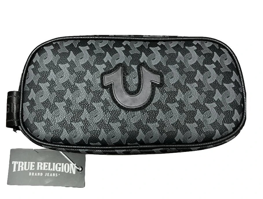NWT True Religion Coda Toiletry Bag Black Horseshoe Logo Travel Dopp Shaving Bag