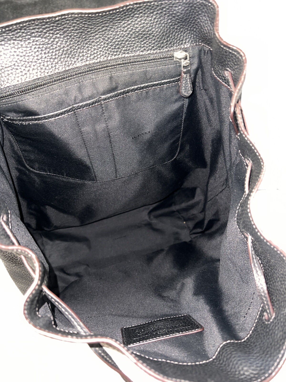 COACH Black Leather Drawstring Buckle XL Backpack Bag E1593 72005