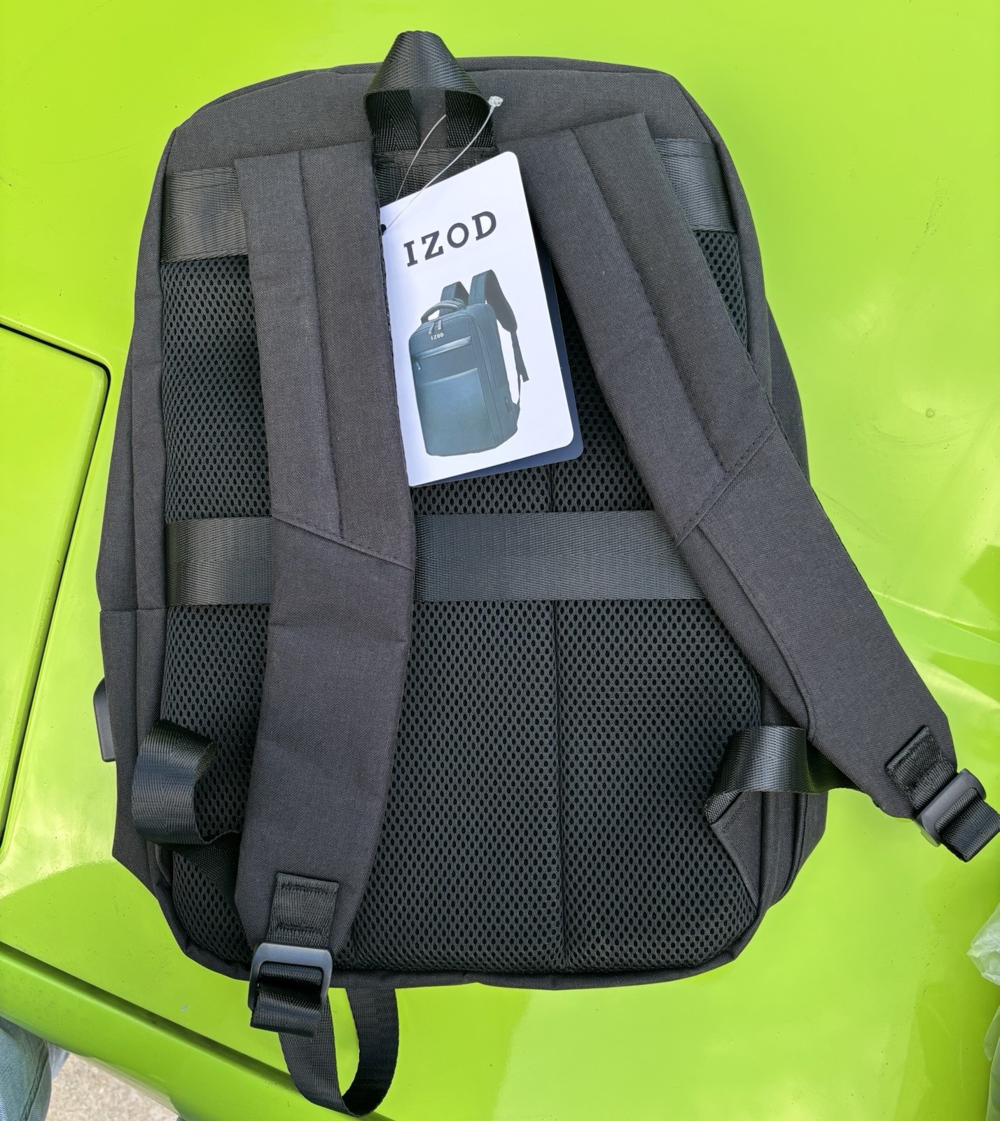 IZOD Black Backpack for Men Zip Closure Pockets Adjustable Strap Casual Travel