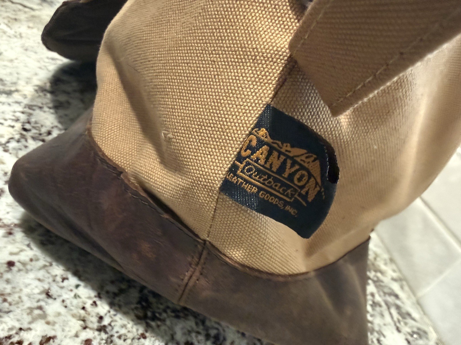 Canyon Outback Brown Leather & Canvas Travel Duffle Bag