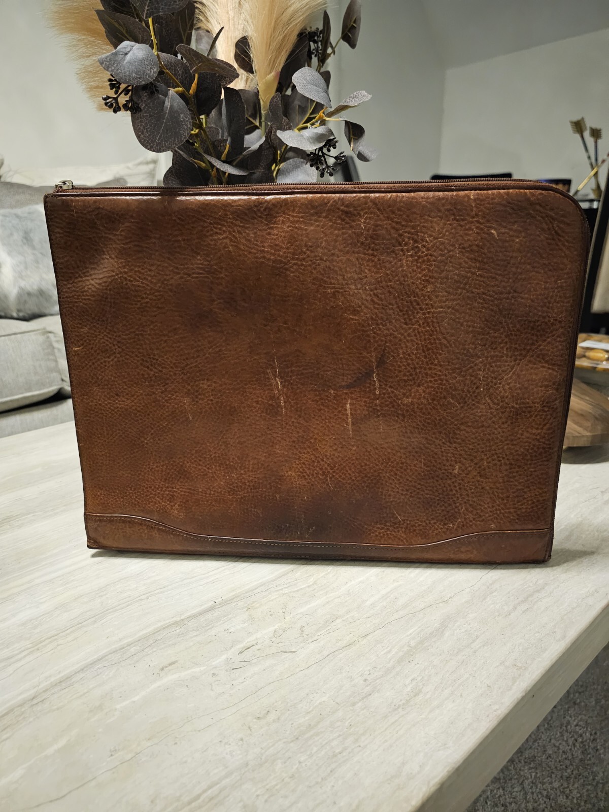 Bosca Leather Briefcase Reddish Brown Leather No Strap