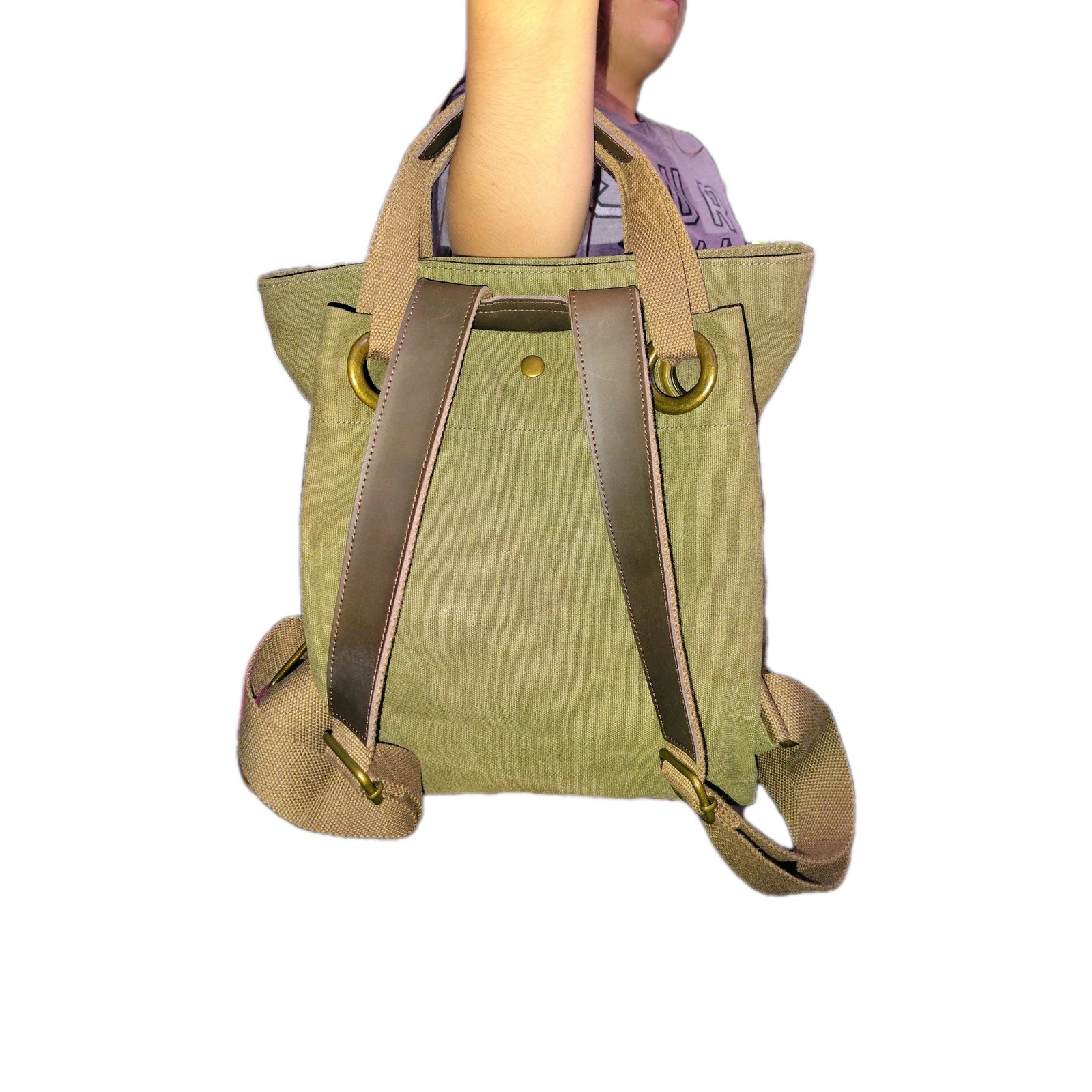 ZEDE Unisex Pont Des Arts Small Backpack – Olive- Green