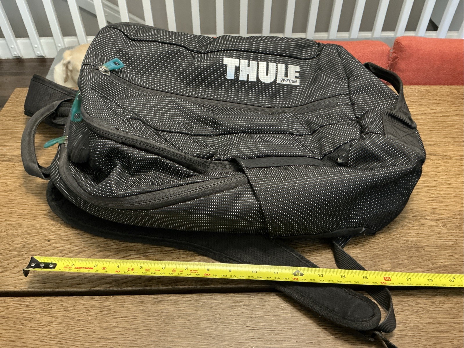 Thule Black Backpack Zip Closure Adjustable Strap Pockets Inner Pockets – READ