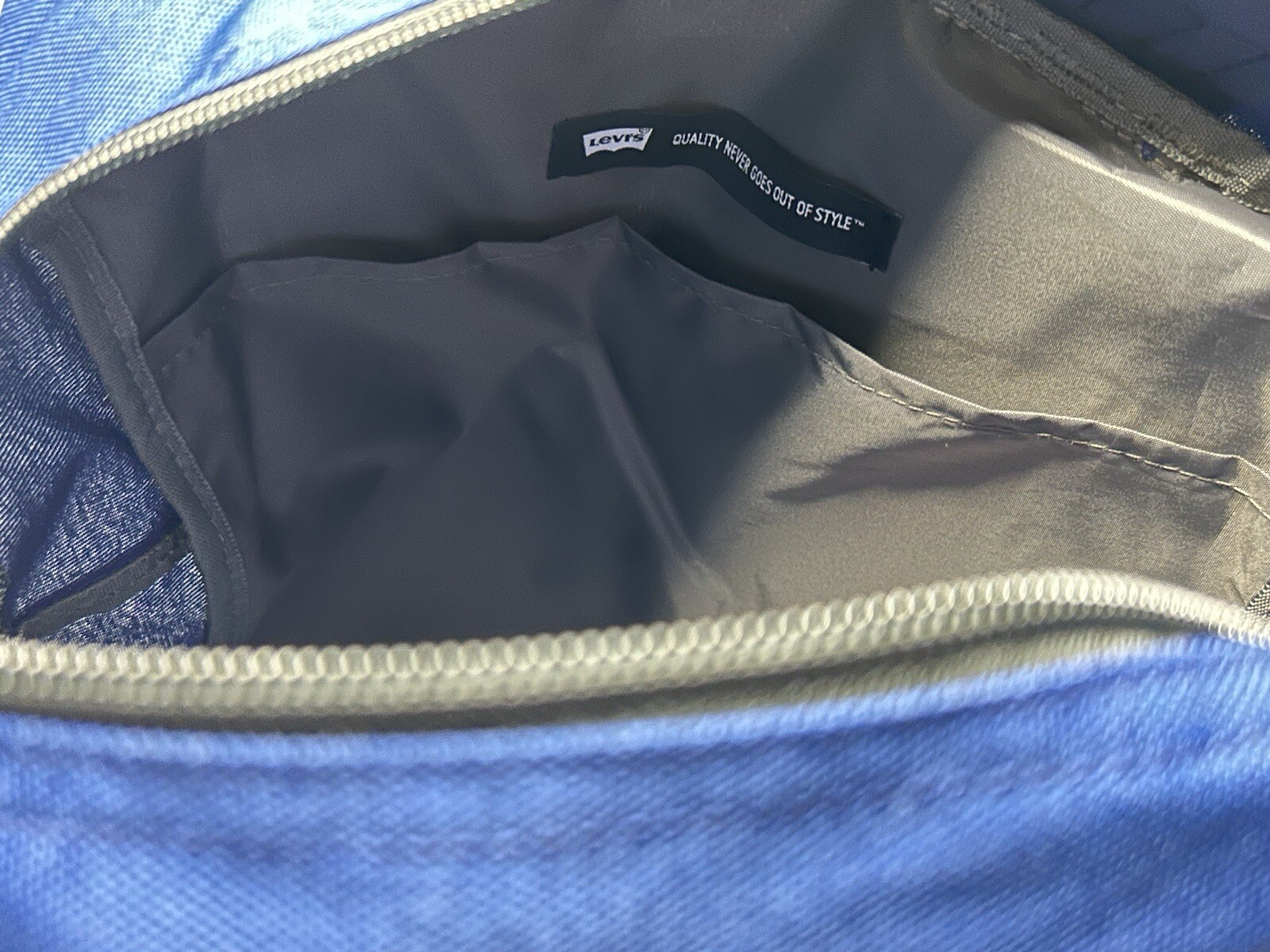 Levi’s L-Pack Slim Backpack Blue W/ Grey Stripe And Black Accents