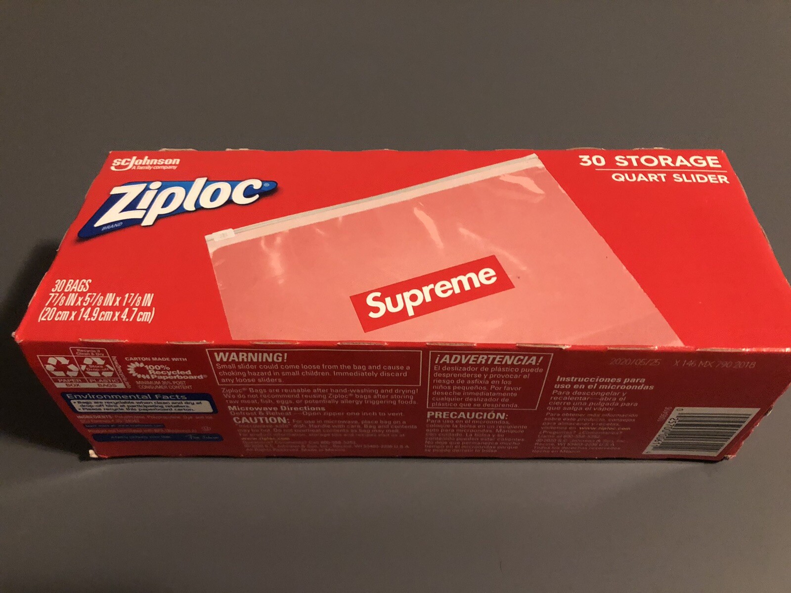 Supreme/Ziploc Bags• 1 Box/30 Count• New
