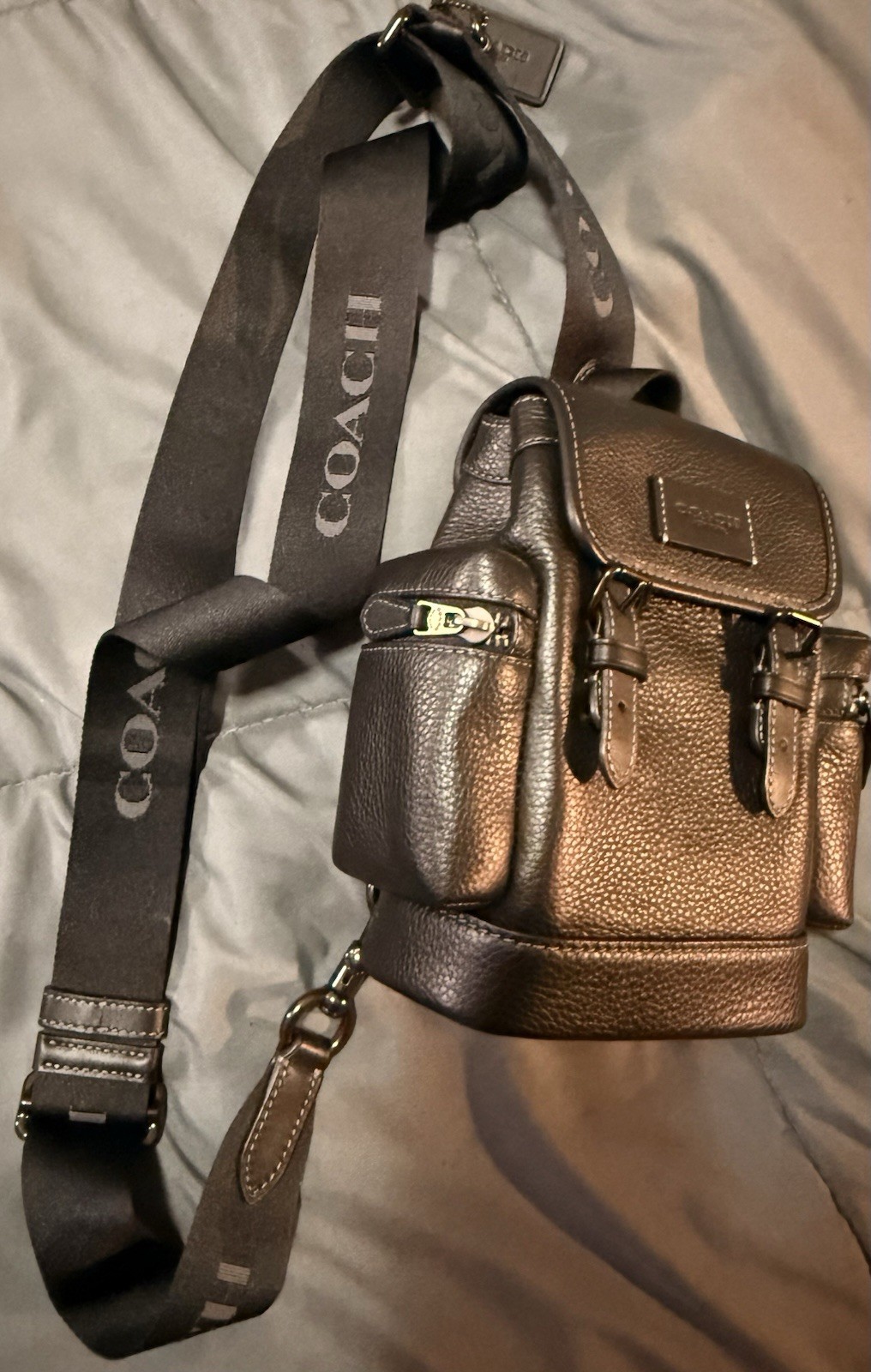 Coach Sprint Sling Bag Leather, Small Men’s Crossbody Bag, backpack, Black