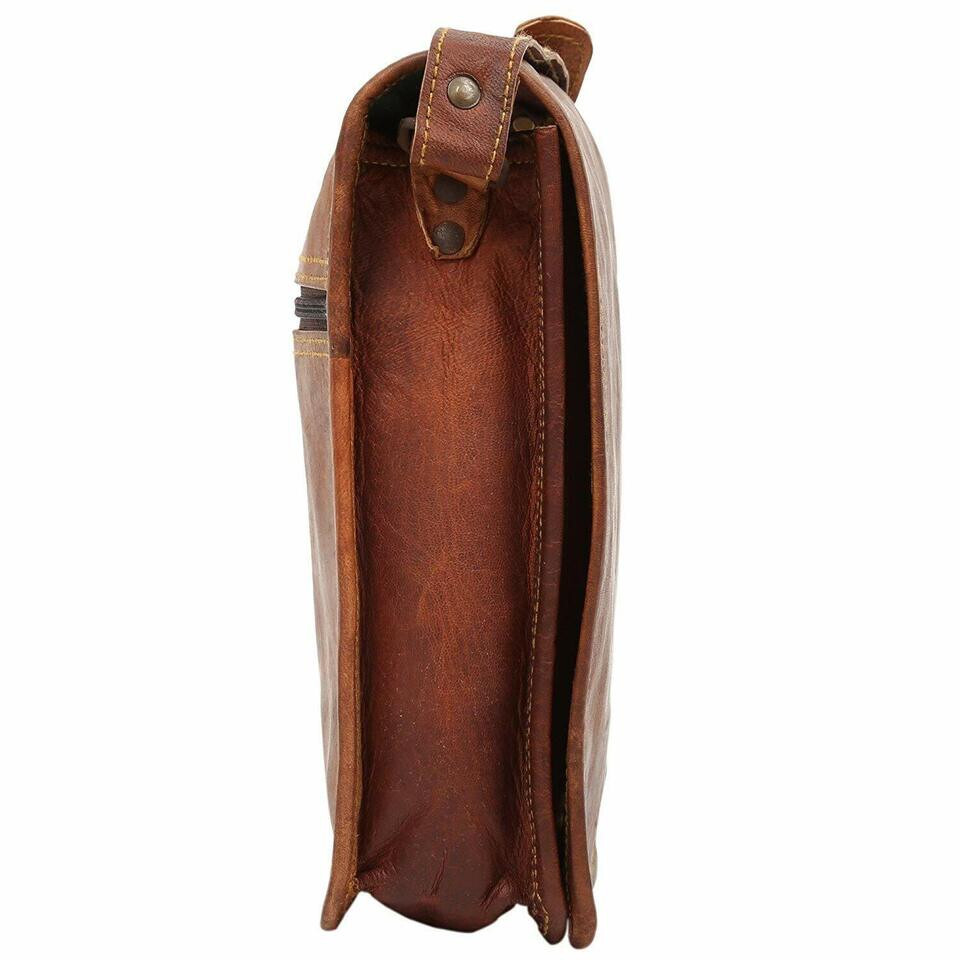 13″ Men’s Real Vertical Leather Messenger Shoulder Laptop Satchel Handmade Bag