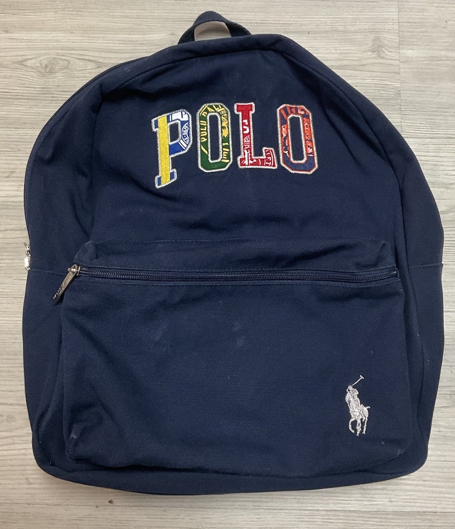 Polo Ralph Lauren Backpack Promo Blue Stitched Logo Zipper Pocket School