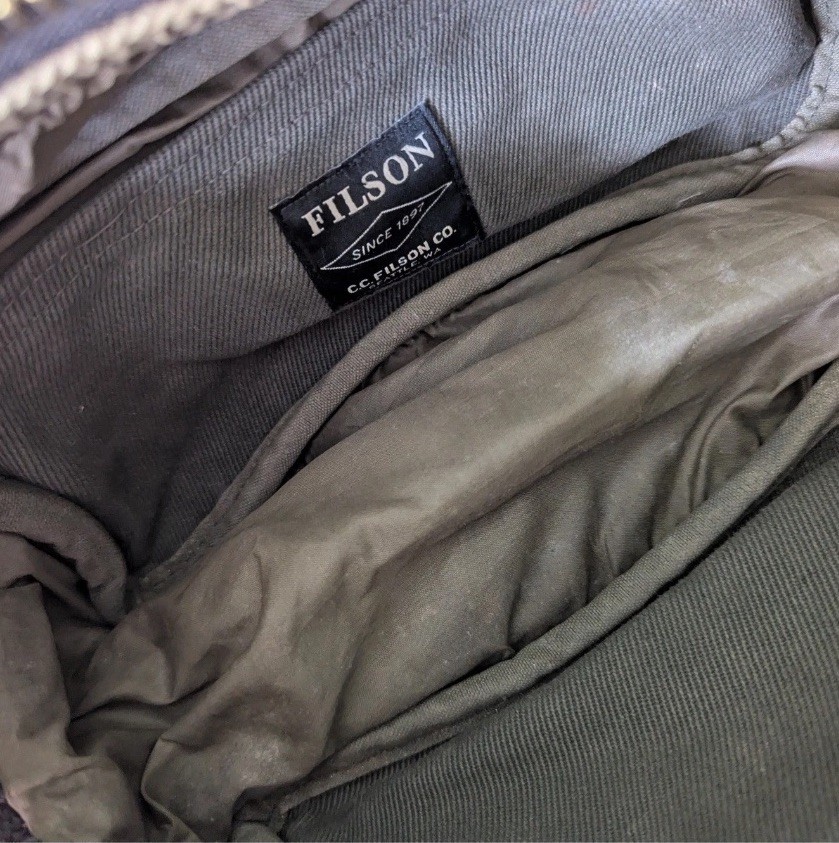 Filson 218 Rugged Twill Travel Kit | Otter Green Dopp Bag Leather Made in USA G