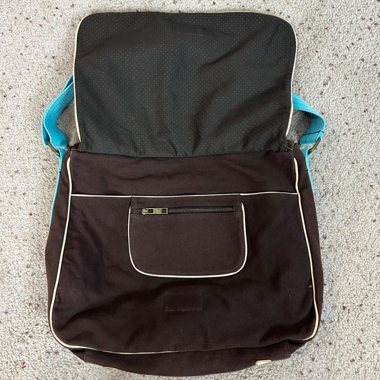 Y2K Gap 2000s 2006 Brown Canvas Messenger Bag Laptop School Travel Commute