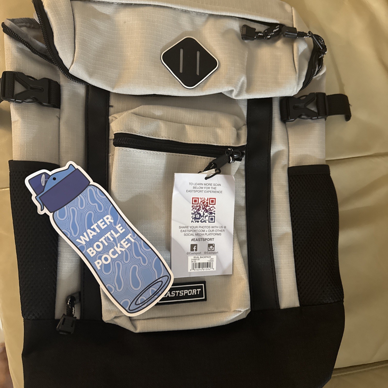 EASTSPORT 18.5 Inch Rival Backpack Grey Dual Strap Water Resistant Bottom NEW