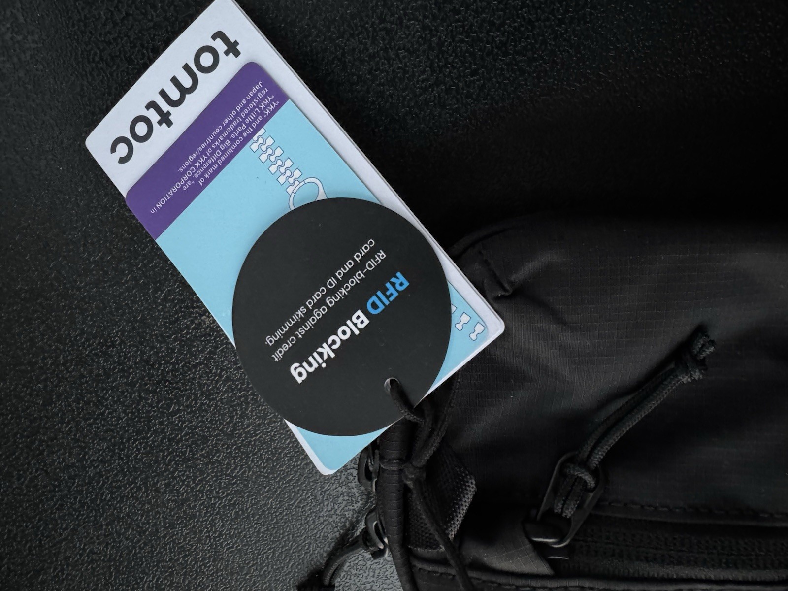 Tomtoc Black Sling Bag Adjustable Strap Water-Resistant 1.5L