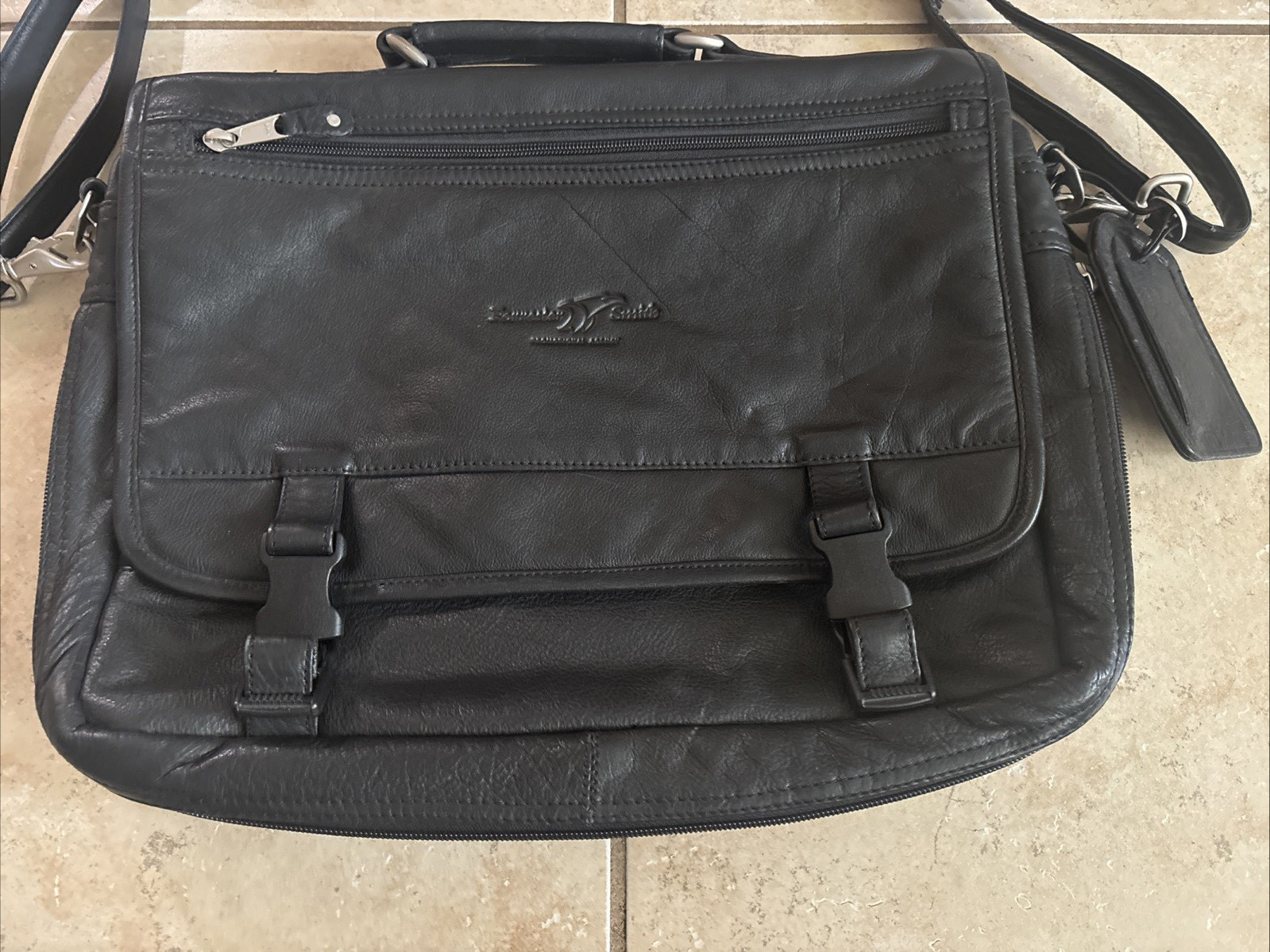 Canyon Outback Document Bag Black Genuine Leather Traveler Overnight Expandable
