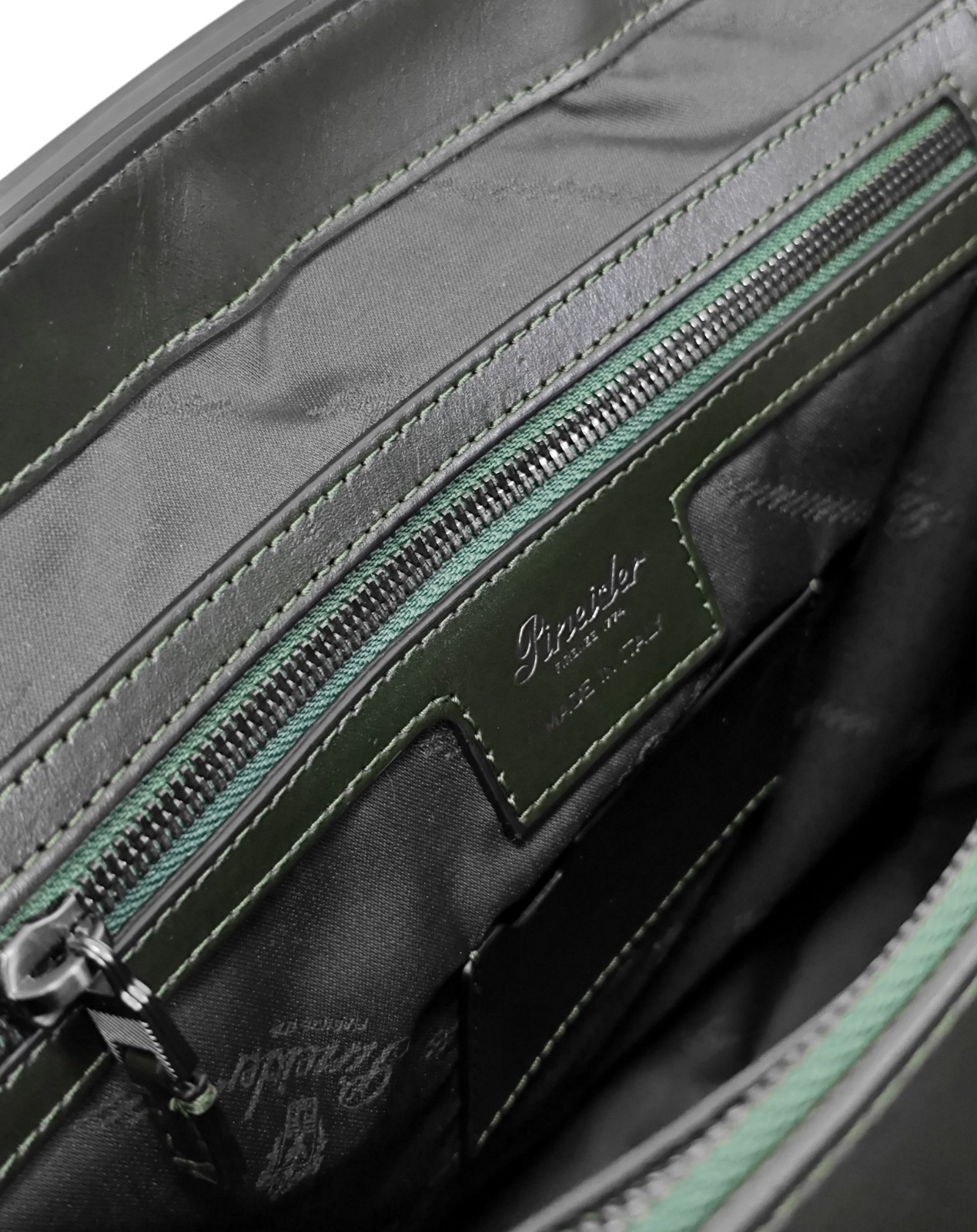 1220$ PINEIDER FIRENZE “Metro Smooth” Calf Briefcase Work Doctor Bag Noble Green
