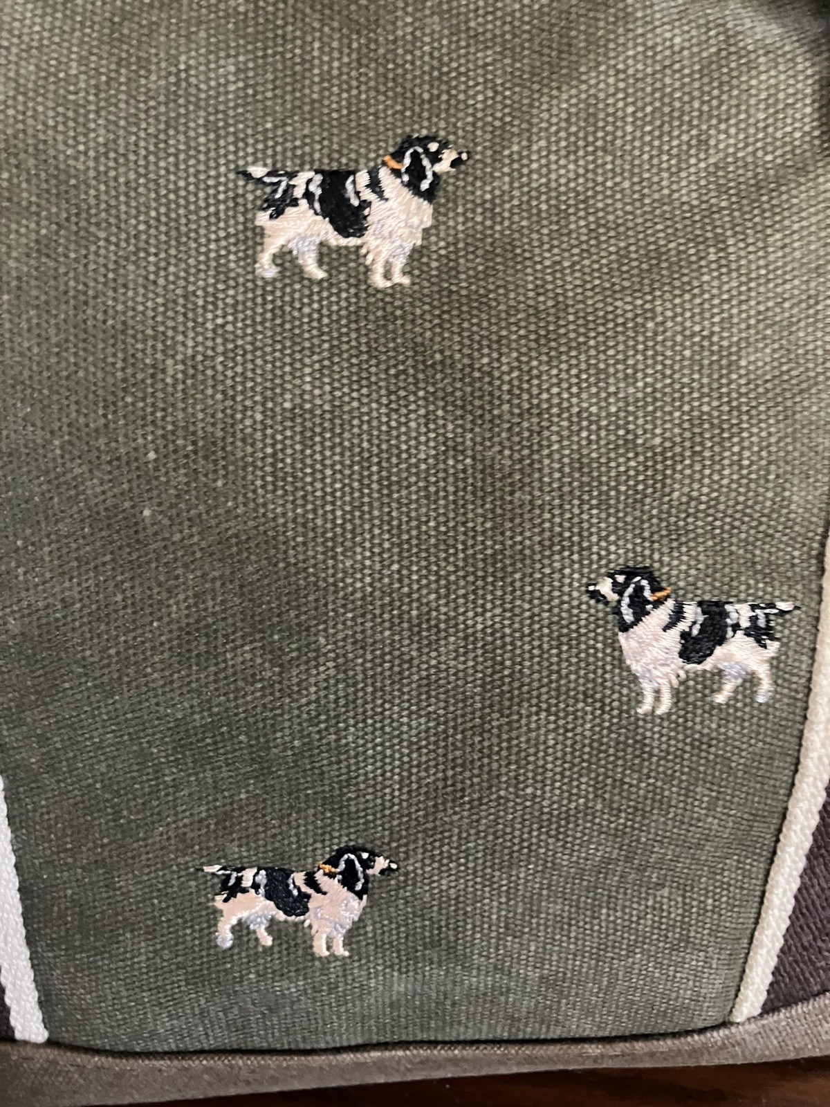 LLBean Green Canvas bag Springer Spaniel Hunting Embroidery Dog