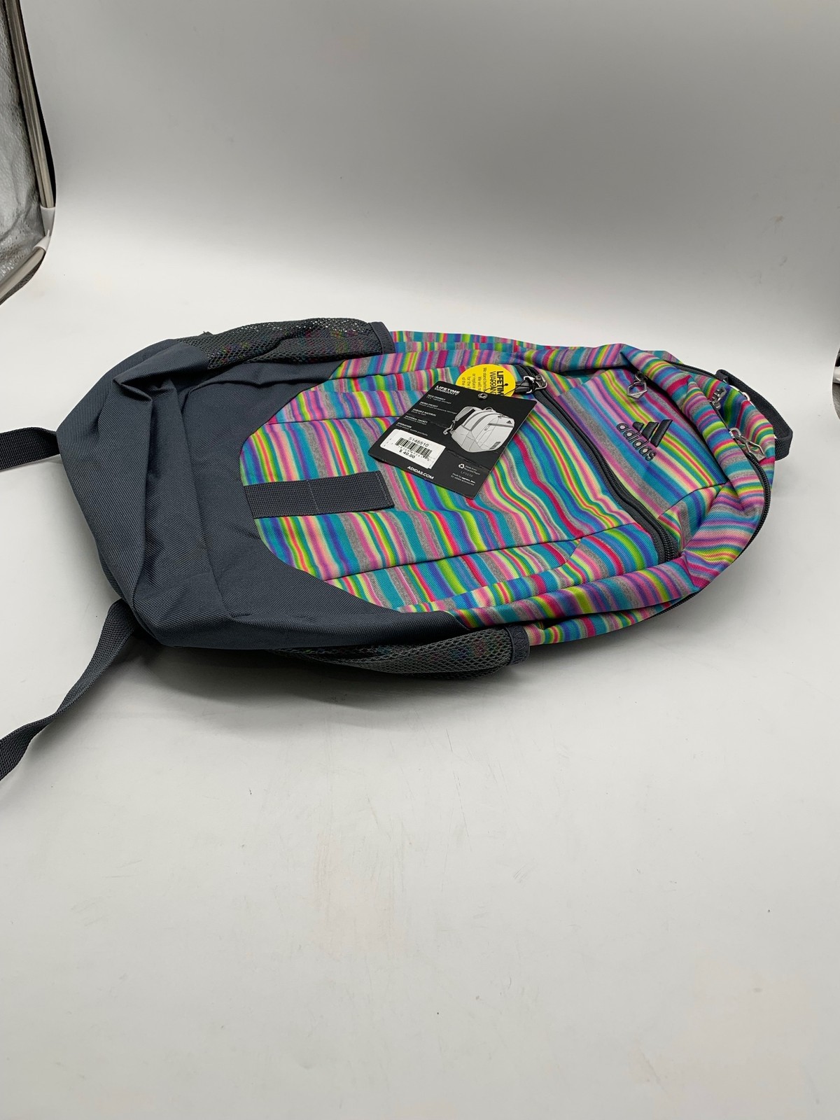Adidas Backpack Unisex One Size Striped Multicolor Gray School Laptop Bag New