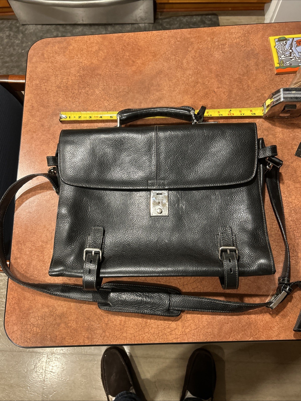 Classic Cole Haan Mens Heavy Leather Messenger Bag Shoulder Brief Case Satchel