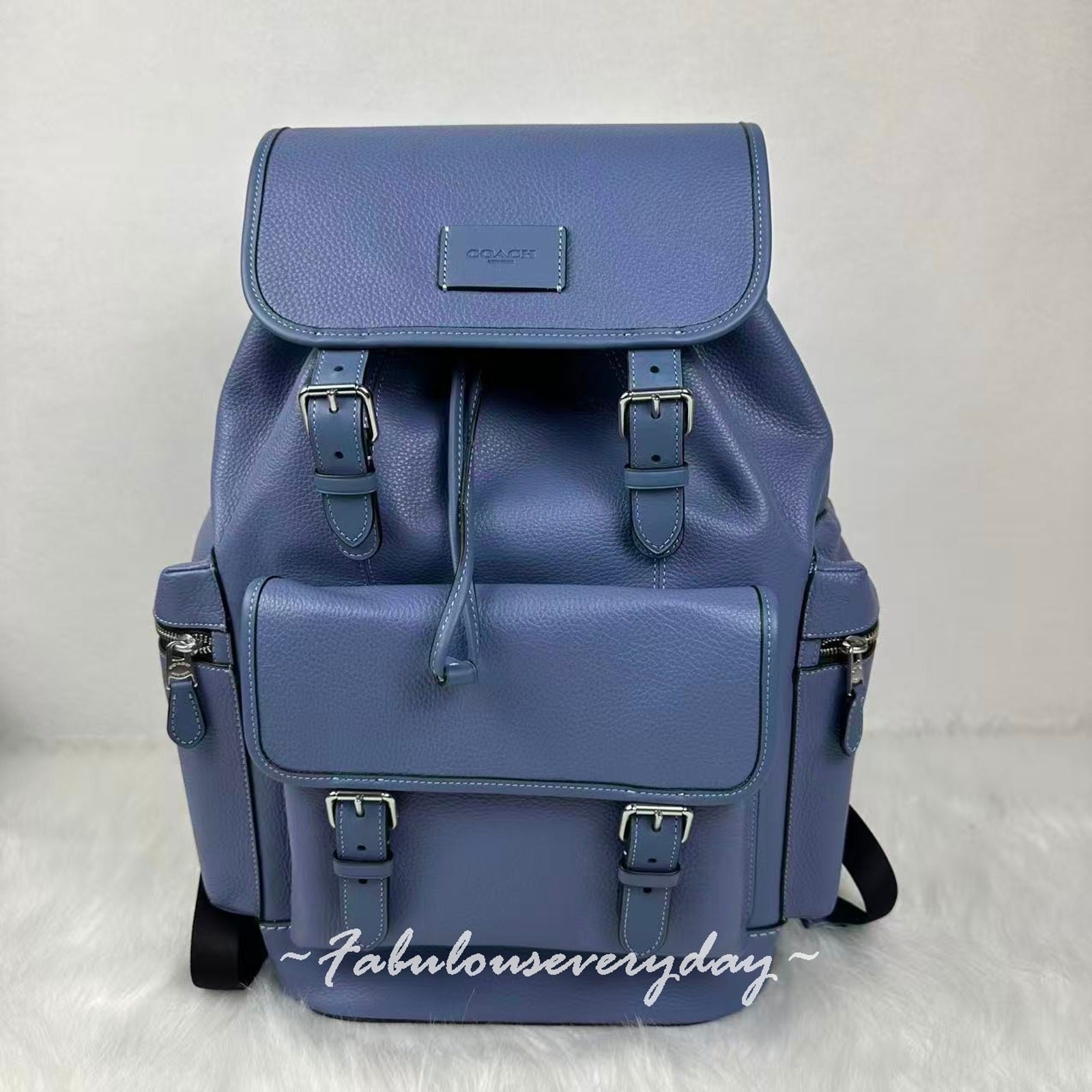Coach Men’s Sprint Backpack In Leather/Silver/Light Denim CBI11 NWT