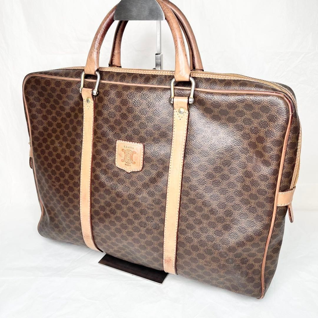 CELINE Macadam Business Bag Canvas Unisex Authentic Leather Size 29cm