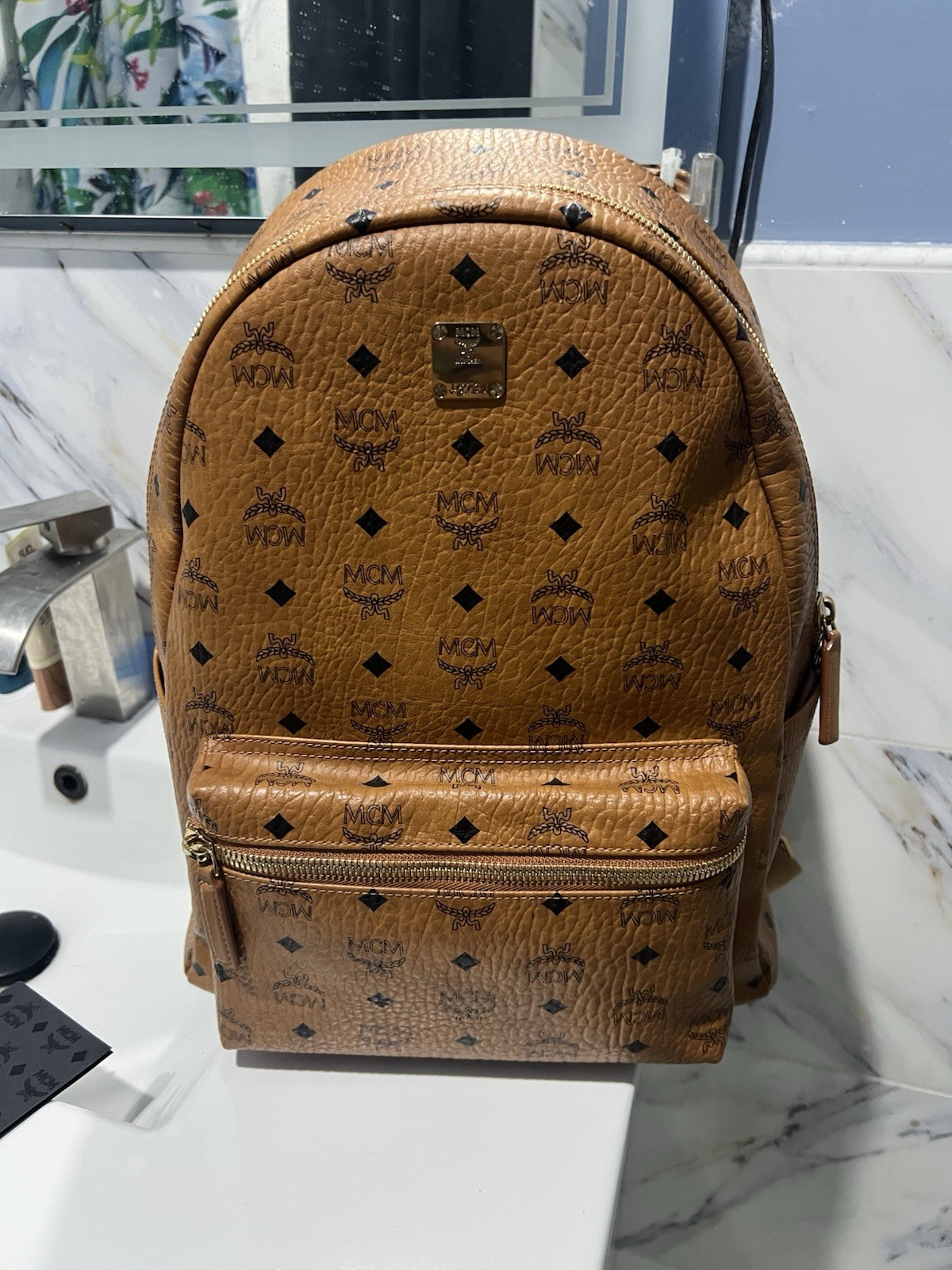 MCM Backpack Medium VISETOS COGNAC 100% Authentic W/RECEIPT