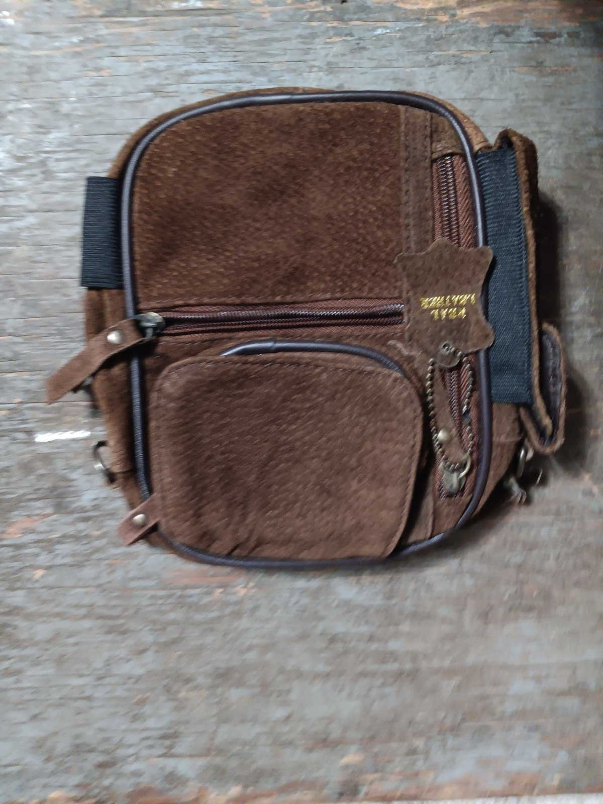 Leather Crossbody/Belt Bag Pockets New Strap Shoulder Satchel Brown Versatile