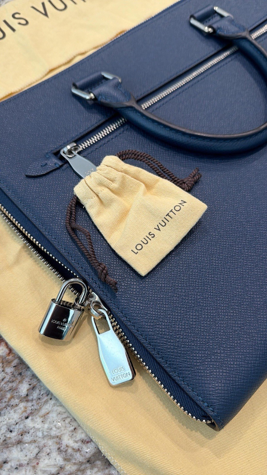 Louis Vuitton Blue Zip Lockable Briefcase Document Case Men’s Business Bag