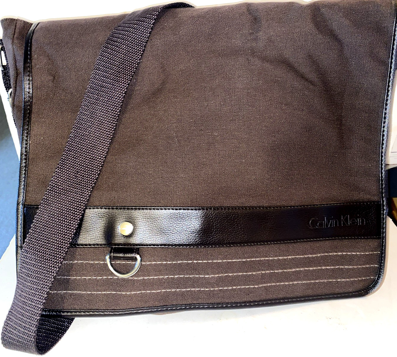 Calvin Klein brown Canvas Lined Shoulder/ cross Bag 16″ x12″x 3″
