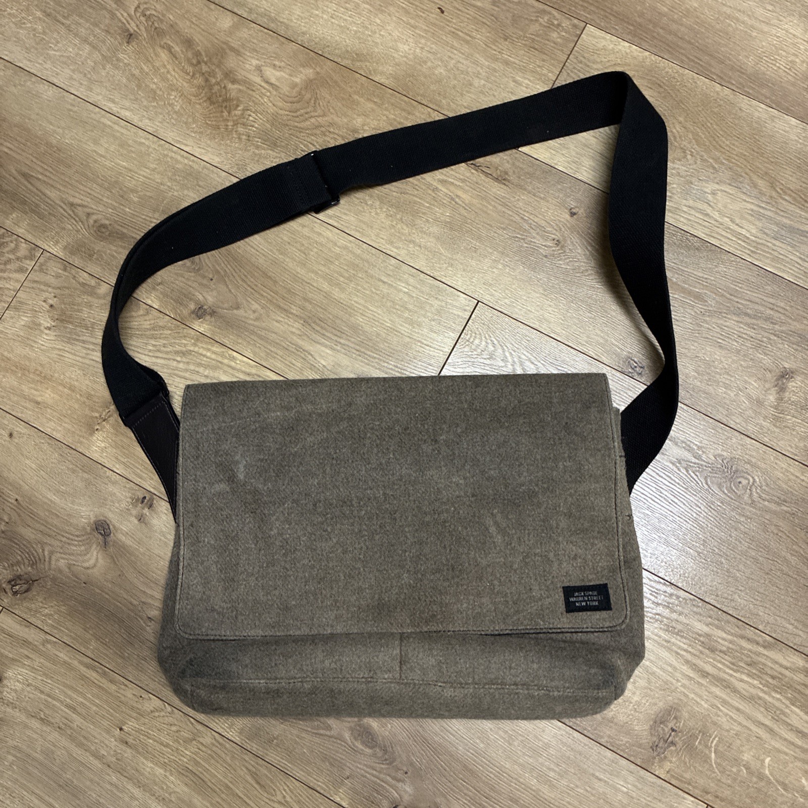 Jack Spade Warren Street Brown Wool Laptop Field Messenger Bag