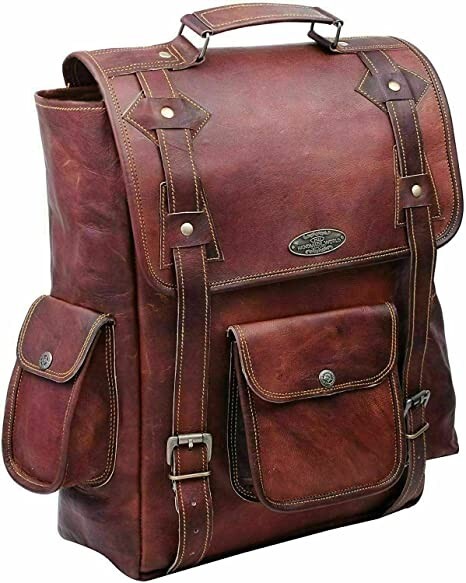 Vintage Real Leather Backpack Weekend Travel Shoulder Daypack Laptop BagPL1-1.14