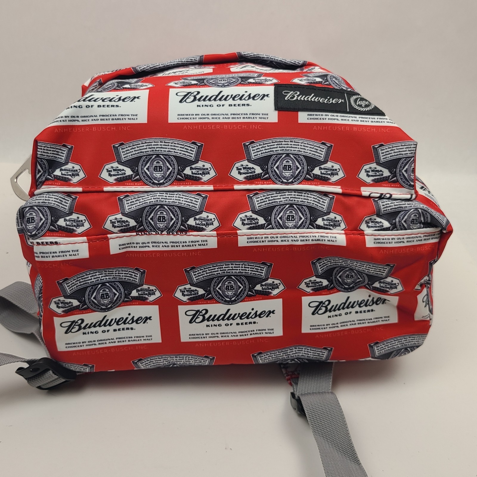 Hype X Budweiser Beer Collaboration Backpack w/ Bottle Opener All Over Print Red