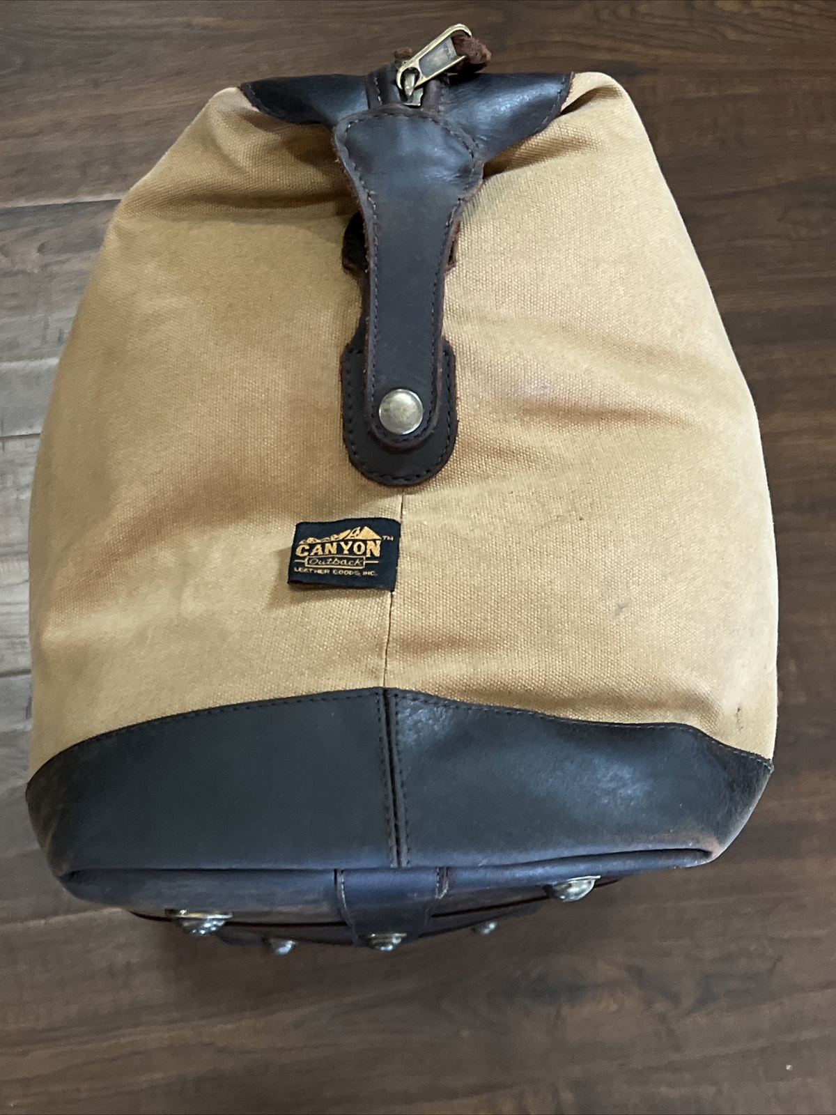 Canyon Outback Jeffries Leather Canvas Duffle Bag 21x12x9
