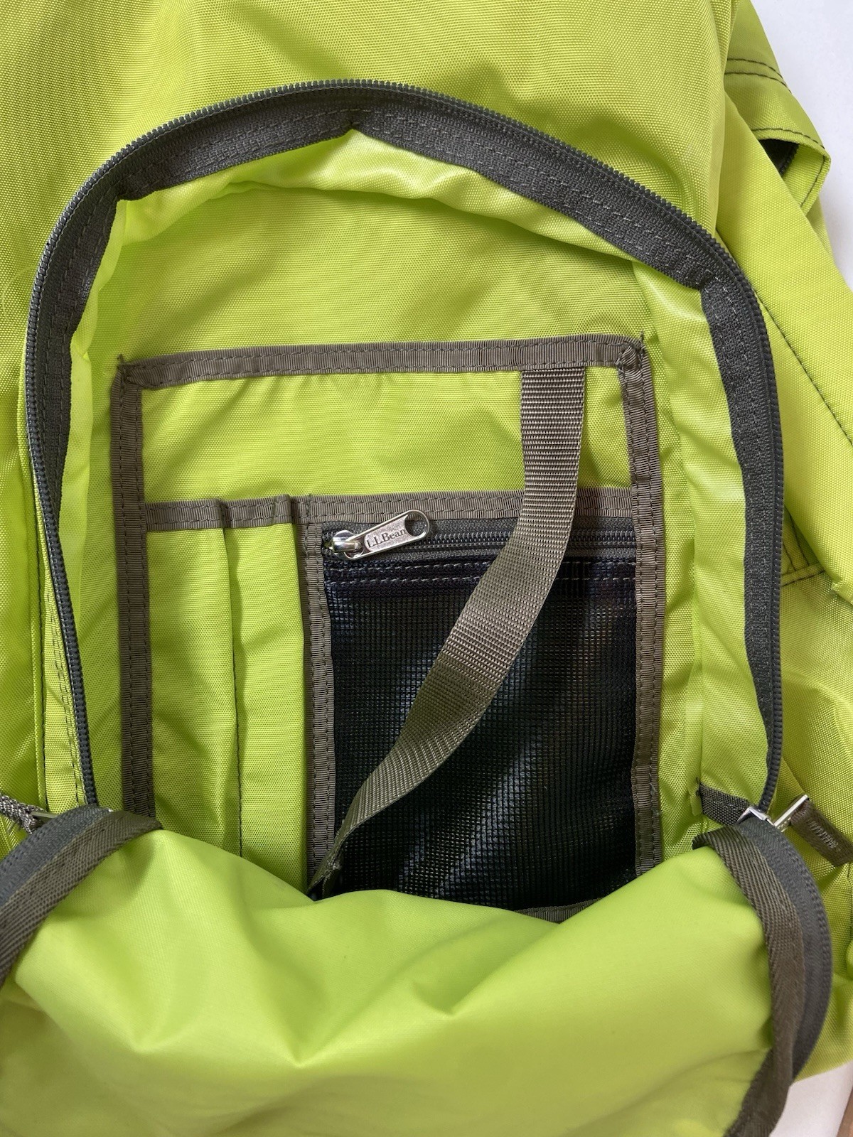 Retro LL Bean Youth Backpack Reflective Nylon Neon Green Daypack Hiking BTS