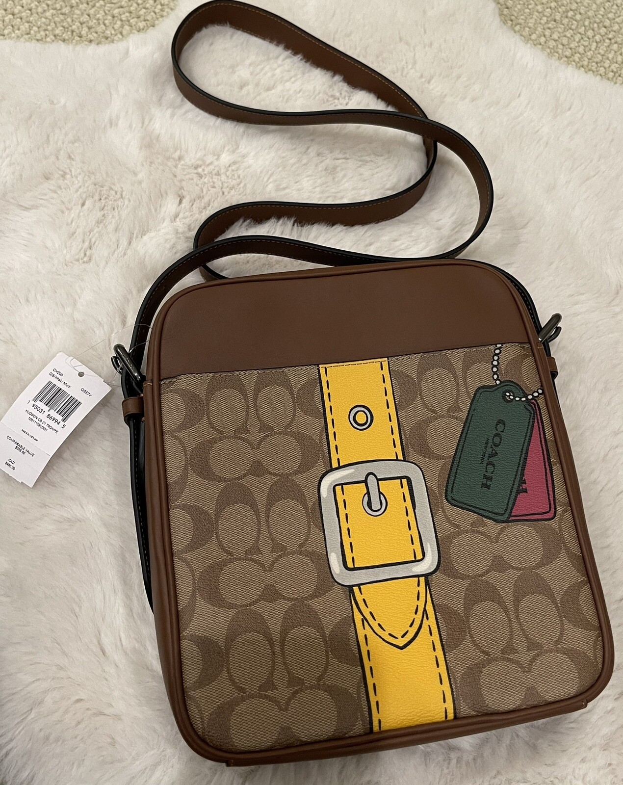 NWT Coach CH200 Hudson Crossbody 21 Signature Canvas Leather Trompe L’oeil Print