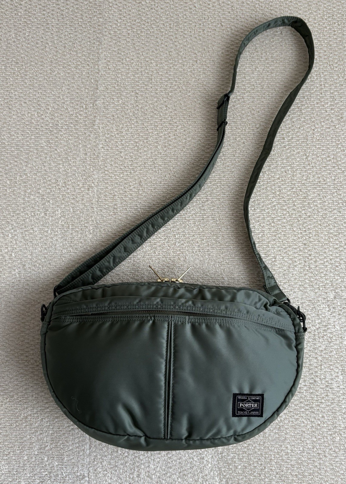 Yoshida Porter Tanker Half moon oval shoulder bag Sage Green Excellent Used