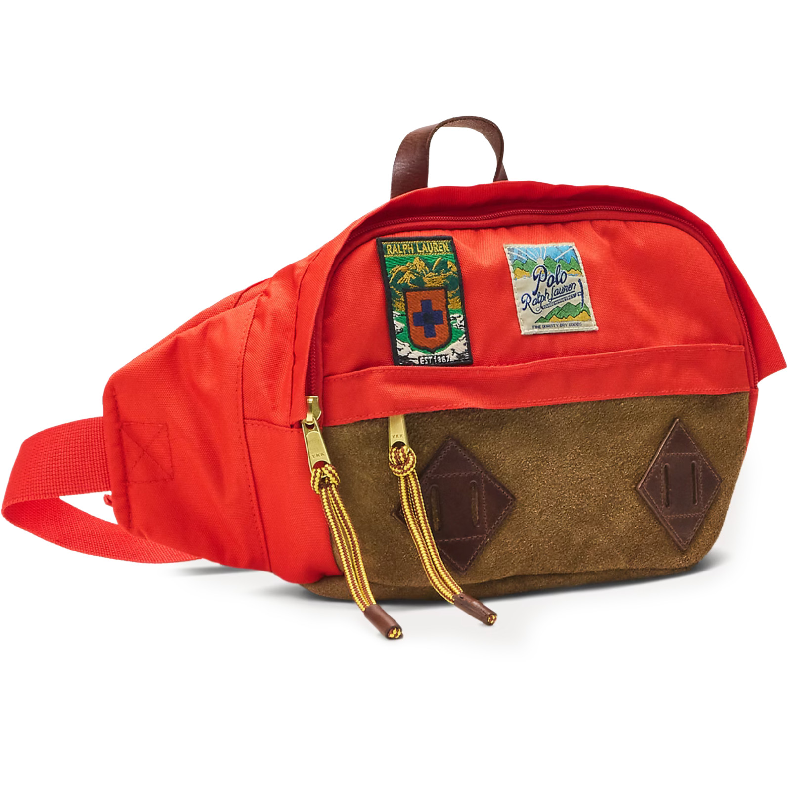 Polo Ralph Lauren Red Suede Trim Trail Waist Pack Climbing style patch camp RRL