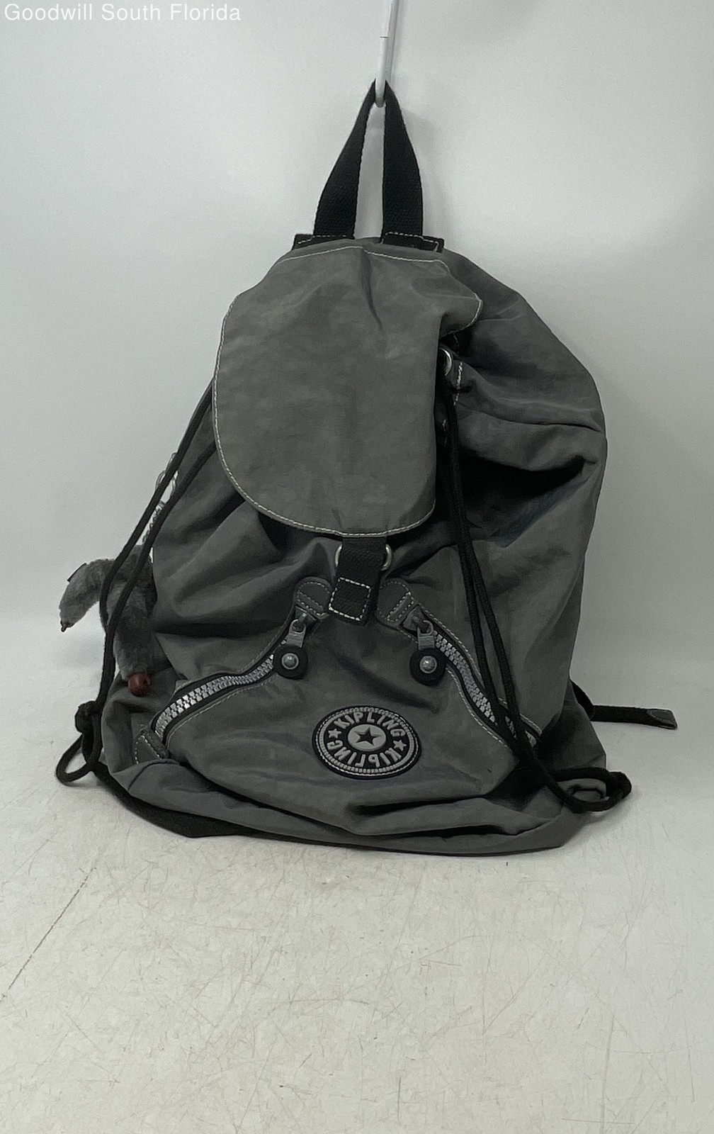 Kipling Mens Dark Gray Charm Adjustable Strap Shoulder Backpack