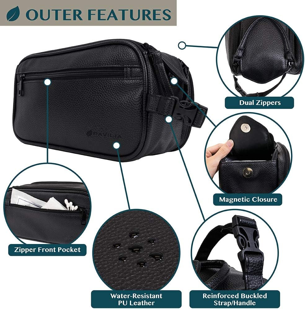 PAVILIA Toiletry Bag for Men, Travel Essentials Shaving Dopp Kit, Mens Travel Ba